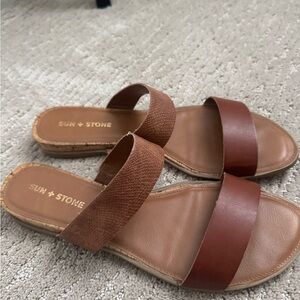 Sun + Stone Tan and Brown Women's Sandals